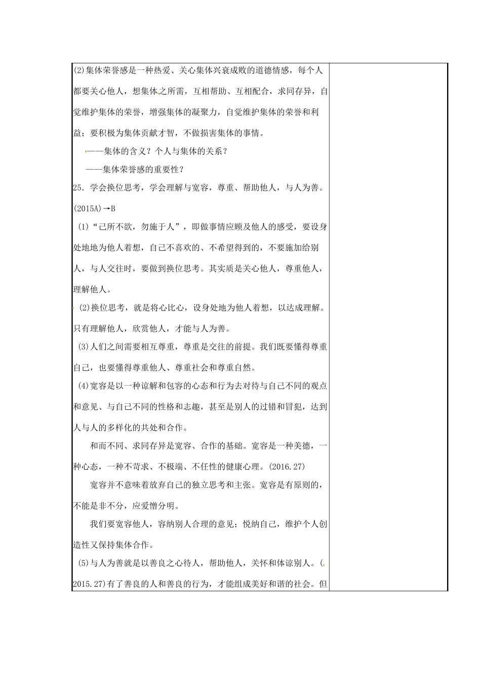 云南省涧彝族自治县中考政治第二轮复习 课题21 在集体中成长教案-人教版初中九年级全册政治教案_第2页
