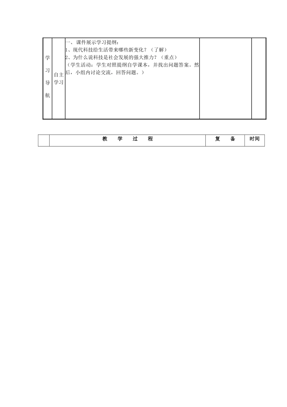 山东省邹平县实验中学八年级政治下册《第十四课 感受现代科技》教案 鲁教版_第2页