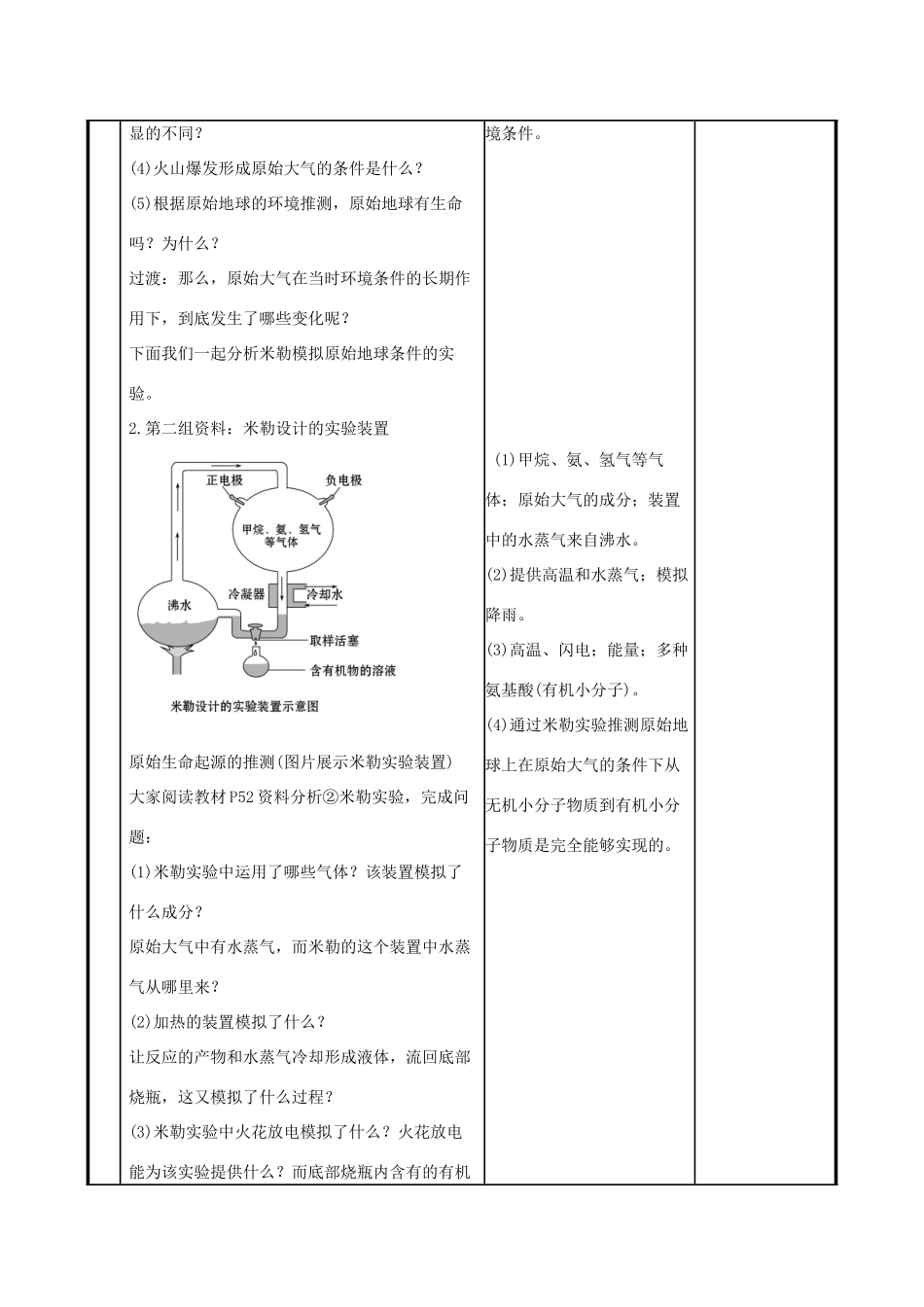 版八年级生物下册 第七单元 生物圈中生命的延续和发展 第三章 生命起源和生物进化 第1节 地球上生命的起源教案 （新版）新人教版-（新版）新人教版初中八年级下册生物教案_第3页