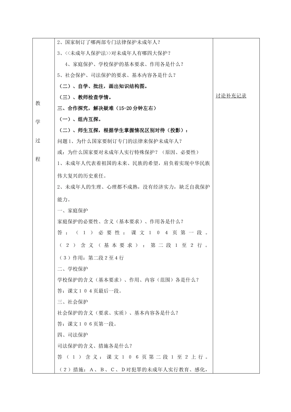 七年级政治下册 第八课 第1框 特殊的保护特殊的爱教案 新人教版-新人教版初中七年级下册政治教案_第2页