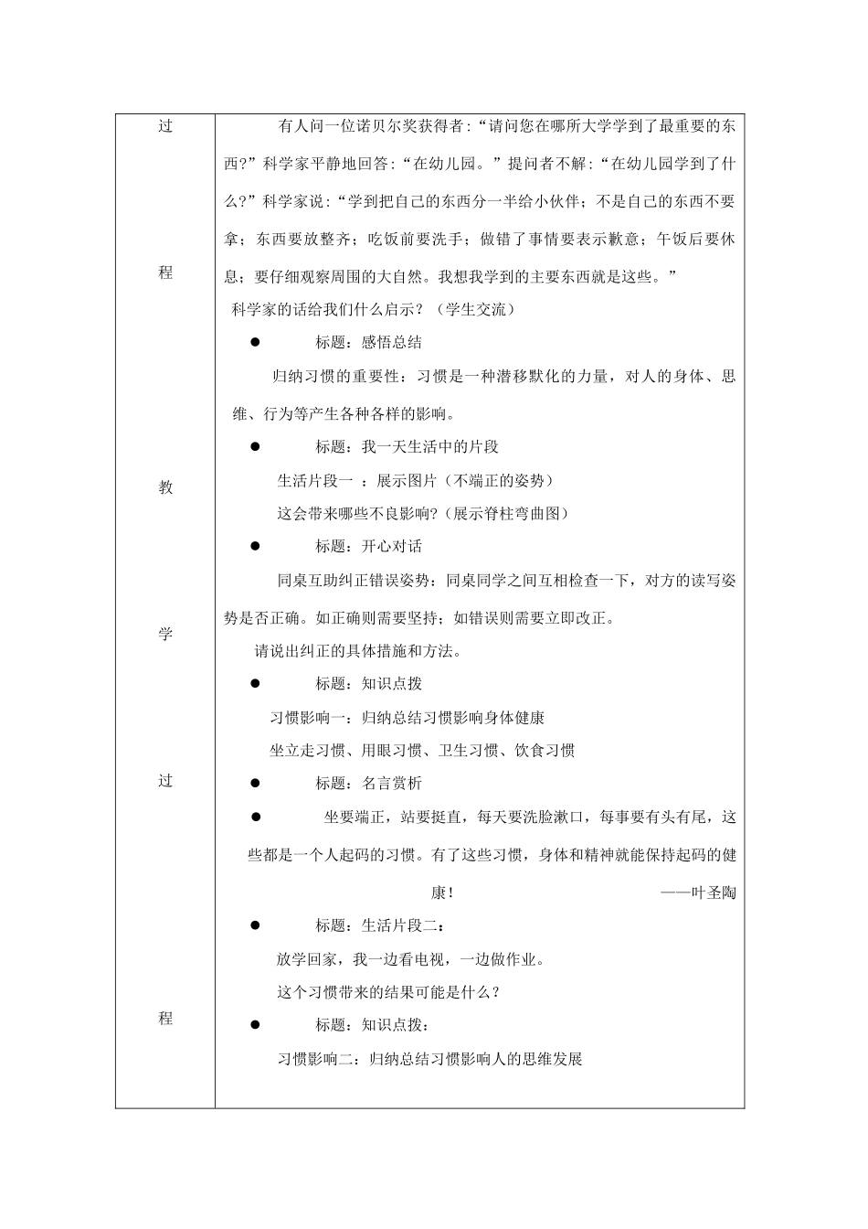 八年级政治上册 第一课好习惯受用一生教案 苏教版_第2页