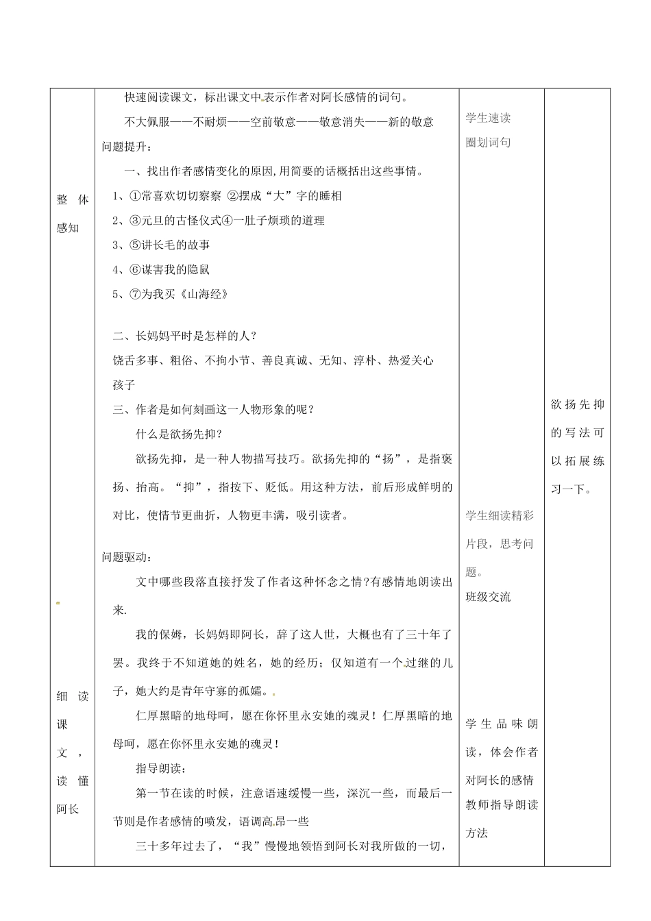 山东省济南市七年级语文下册 7阿长与《山海经》教案 鲁教版五四制-鲁教版五四制初中七年级下册语文教案_第2页