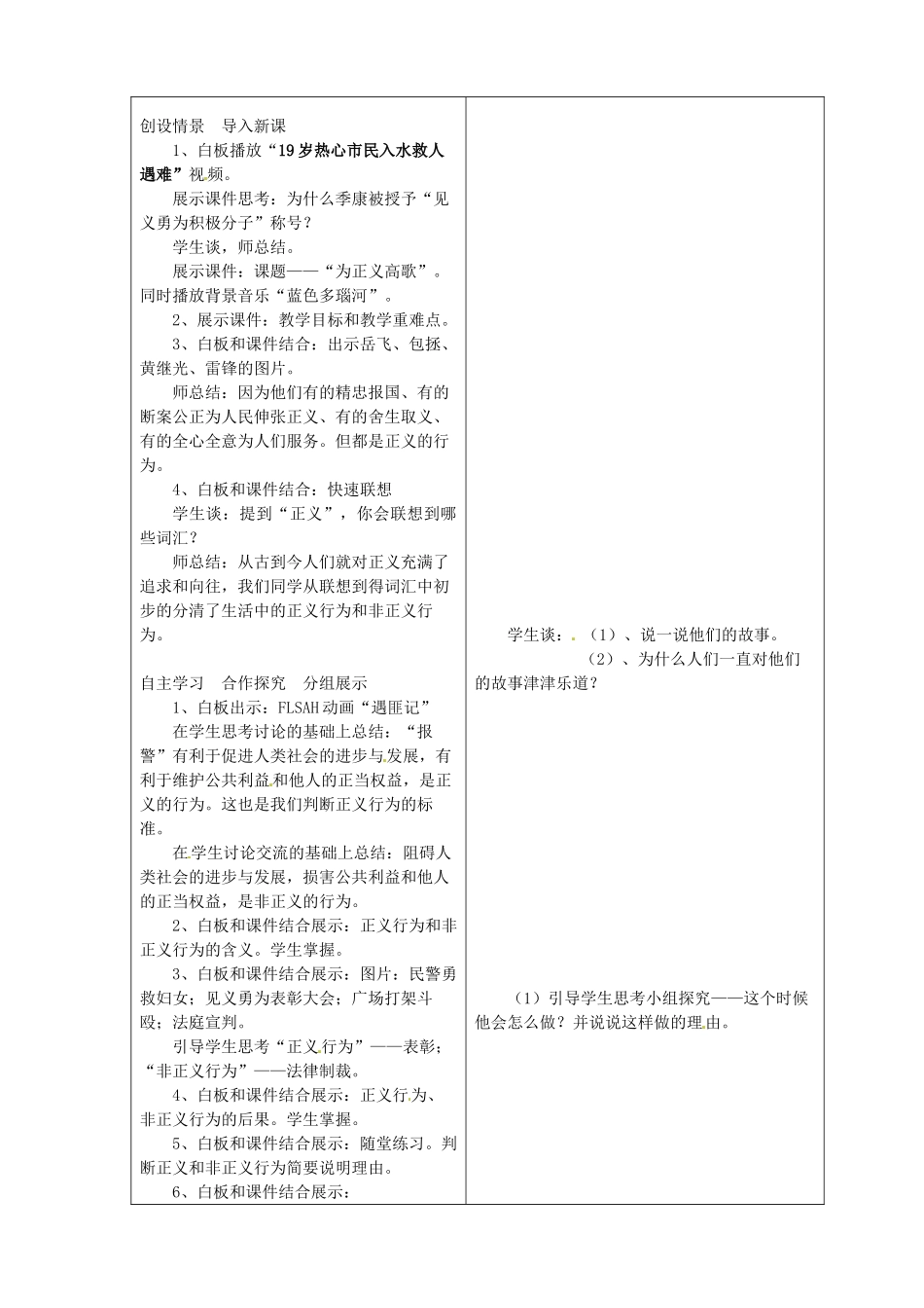 山东省临沂市蒙阴县第四中学九年级政治全册 第一课 为正义高歌教案 鲁教版_第2页