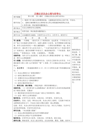 八年级政治下册 12.1 正确认识从众心理与好奇心教案 苏教版-苏教版初中八年级下册政治教案