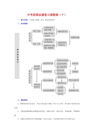 八年级政治上册第二单元 师友结伴同行教案人教版