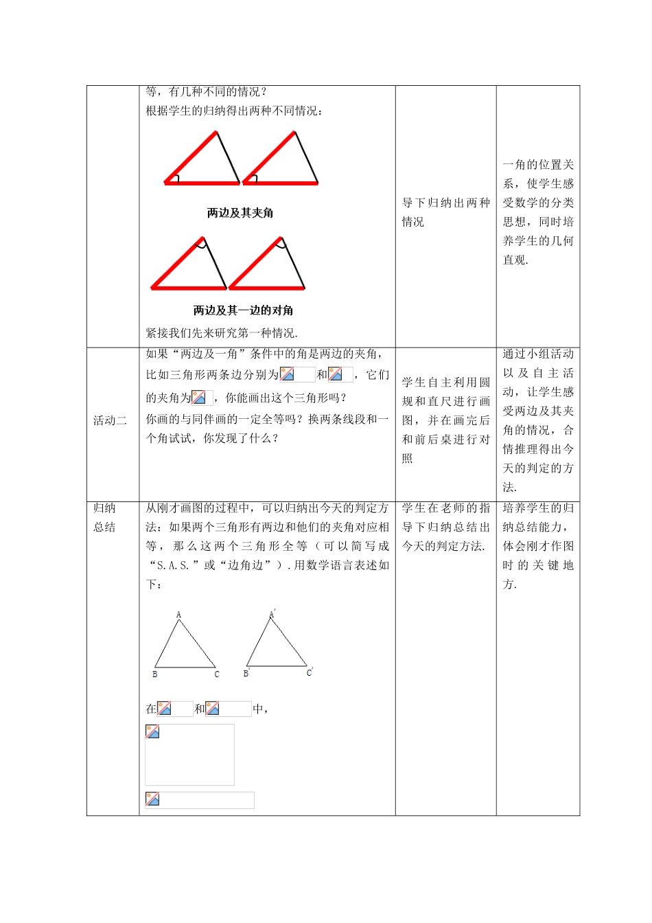 八年级数学上册 第十三章 全等三角形 13.2 三角形全等的判定—边角边教案 （新版）华东师大版-（新版）华东师大版初中八年级上册数学教案_第2页