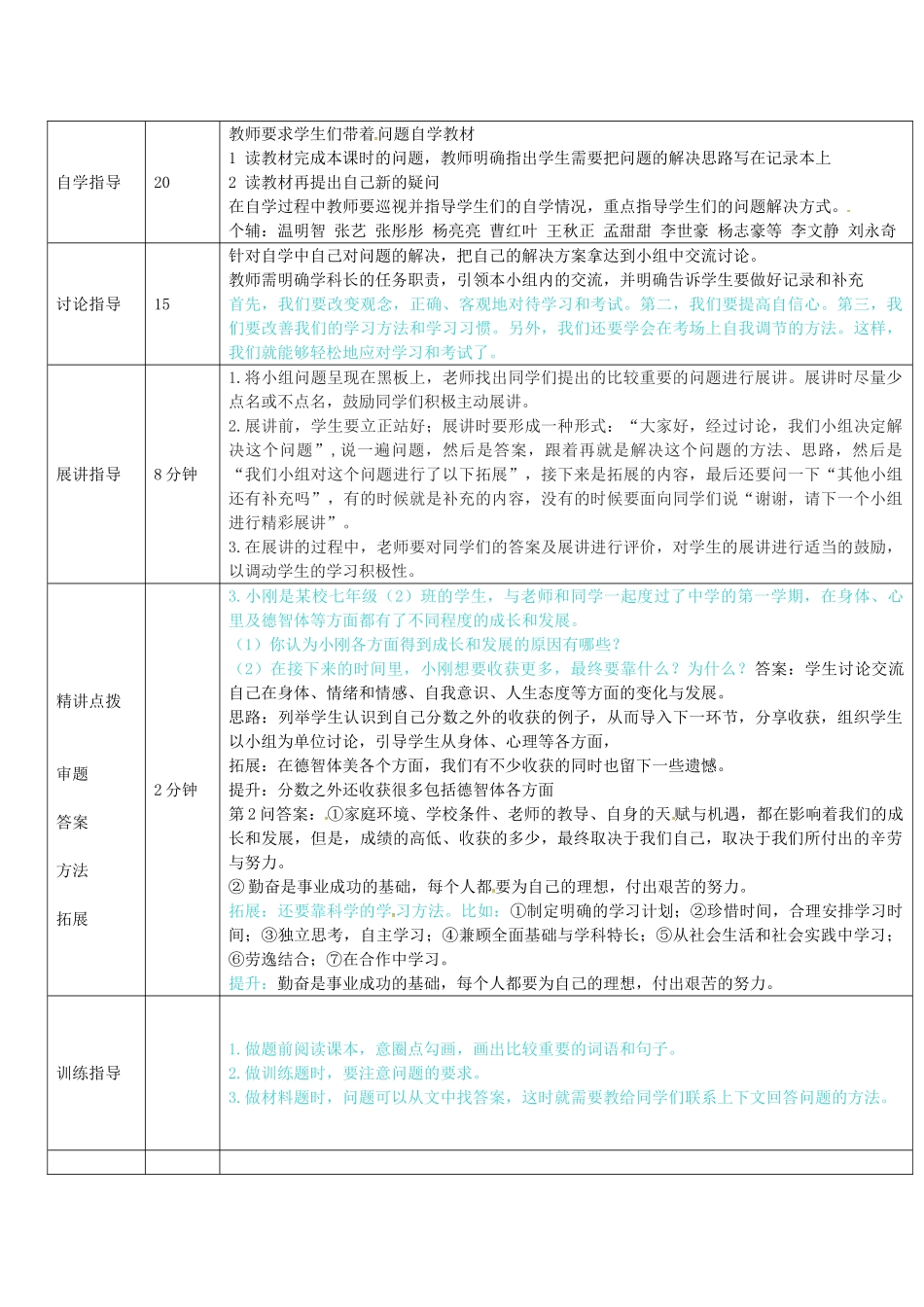 七年级政治上册 第14课 分数以外的收获教学设计 教科版-教科版初中七年级上册政治教案_第2页