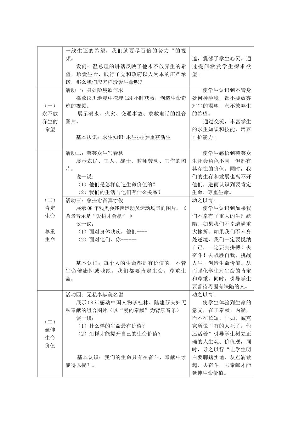 七年级政治上册 第三课 珍爱生命第三框《让生命之花绽放》说课 人教新目标版_第2页