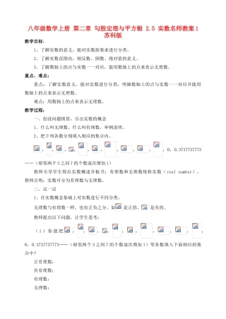 八年级数学上册 第二章 勾股定理与平方根 2.5 实数名师教案1 苏科版