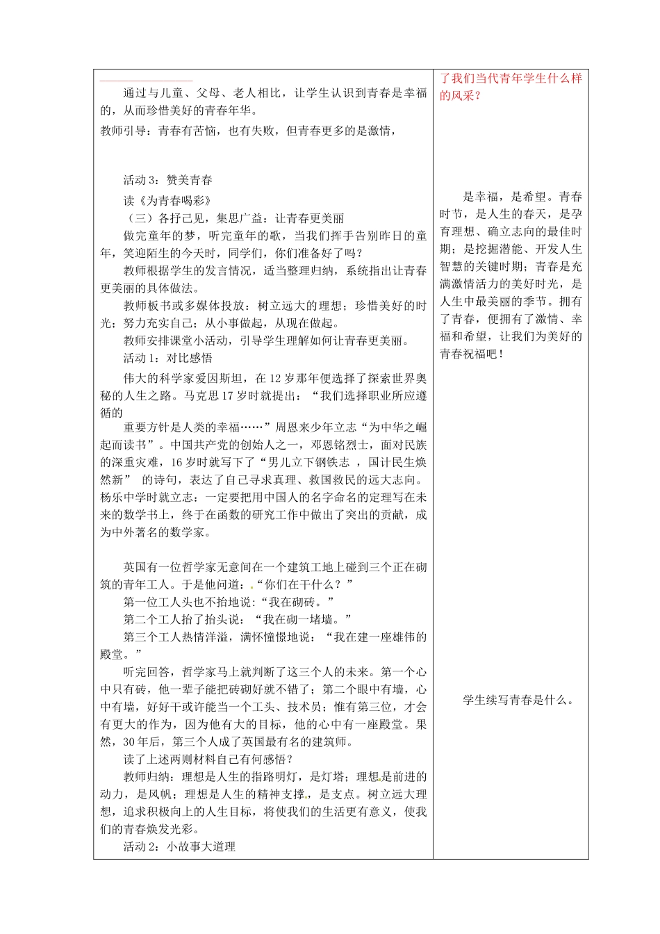 七年级政治上册《2.2 迈好青春第一步》教案 鲁教版-鲁教版初中七年级上册政治教案_第3页