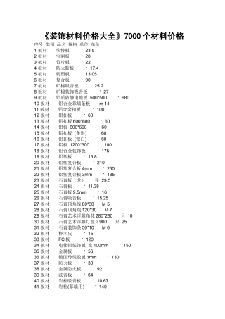 《装饰材料参考价格大全》