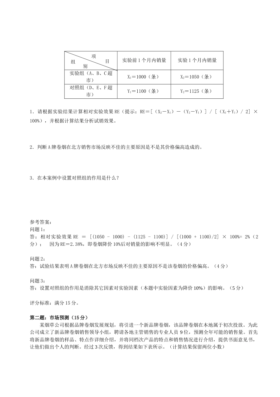 中级卷烟商品营销员技能鉴定试卷与答案_第2页