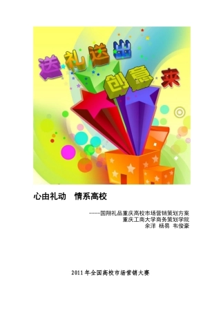 全国高校市场营销大赛二等奖作品