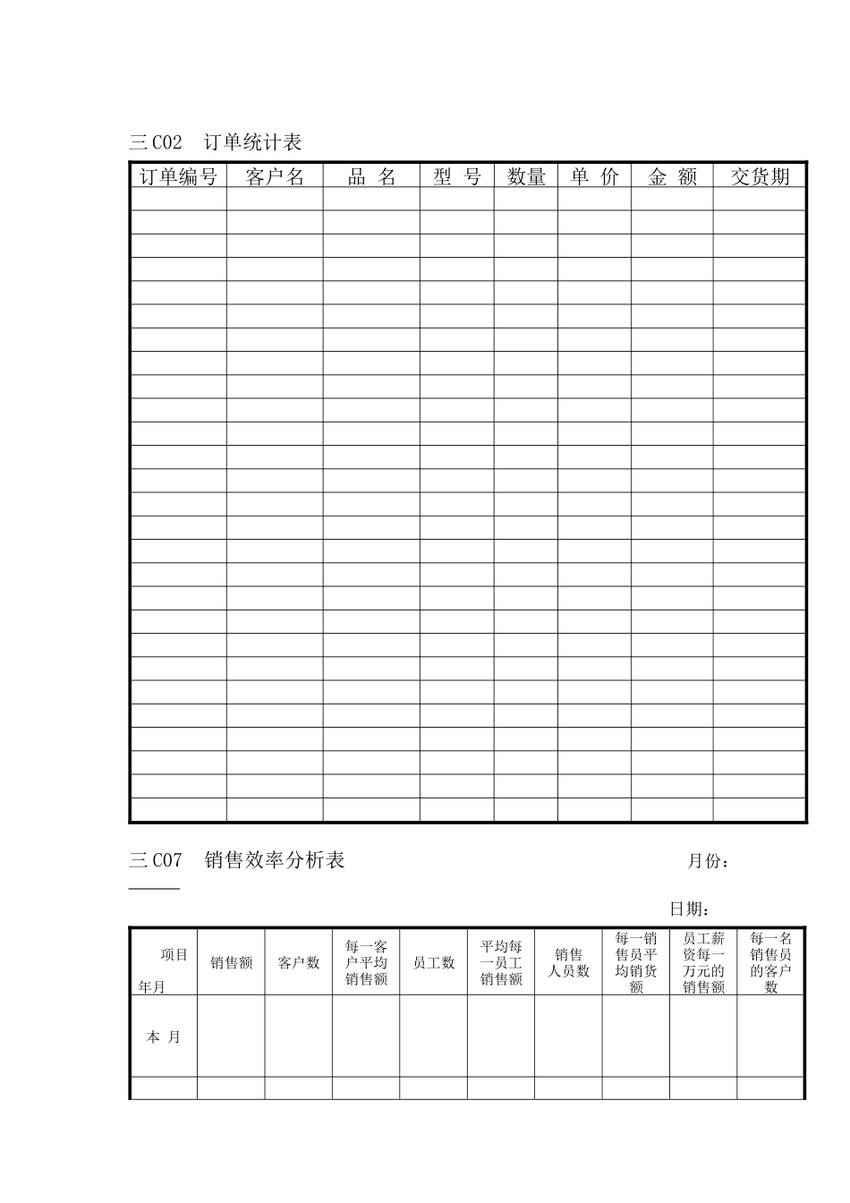 市场营销销售专用表格_第1页