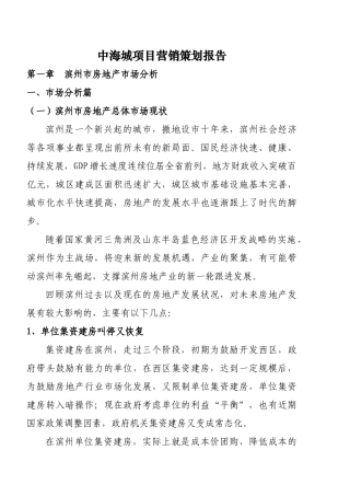 XXXX中海城项目营销策划报告XXXX