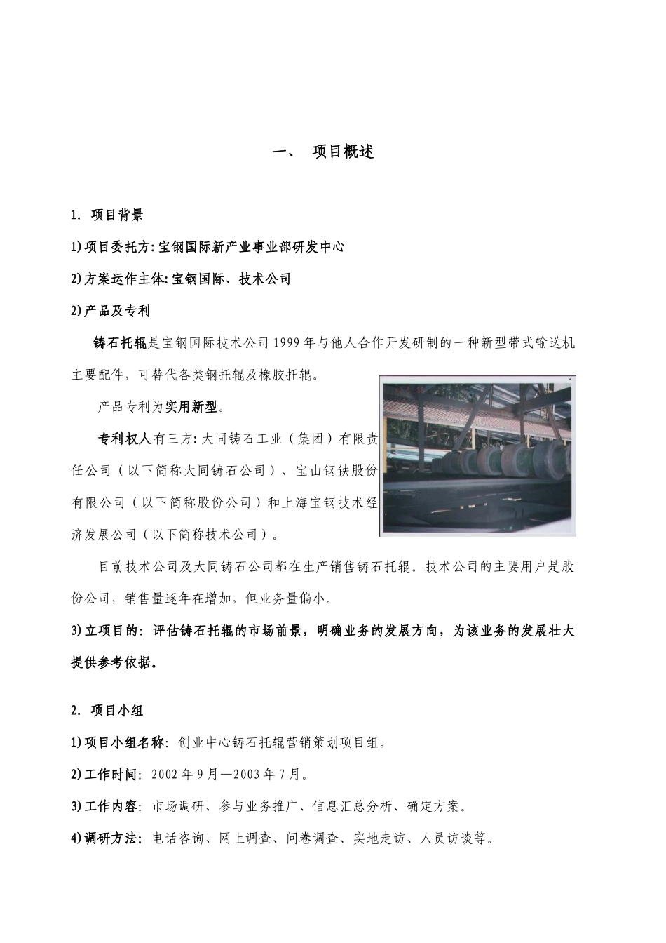 宝钢国际创业中心铸石托辊营销策划方案--tq3160490_第1页