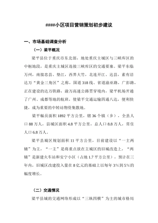 小区项目营销策划初步建议