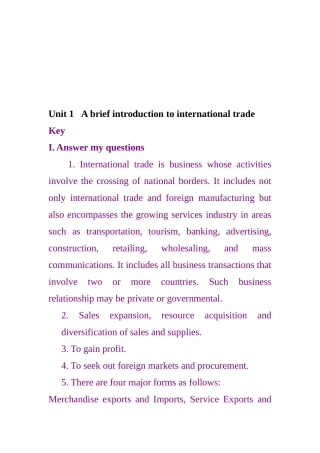 国际贸易双语教程英文版