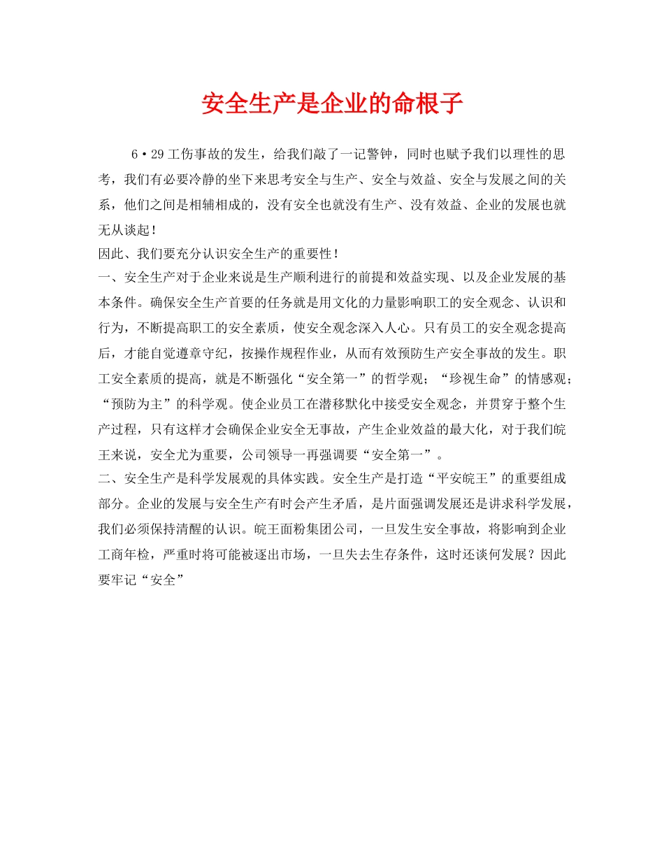 《安全管理》之安全生产是企业的命根子 _第1页