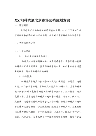 XX妇科洗液北京市场营销策划方案17