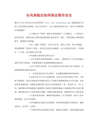 《安全常识-灾害防范》之台风来临后如何保证塔吊安全 