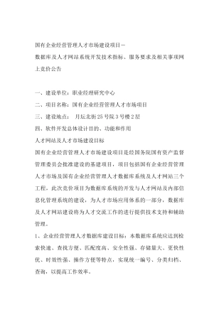 国企经营管理人才市场建设项目分析