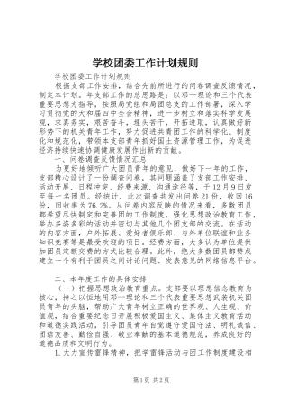 学校团委工作计划规则