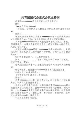 共青团团代会正式会议主持稿