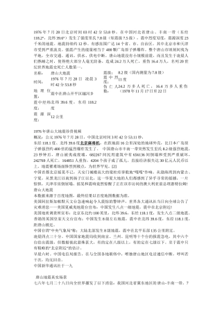 唐山大地震_电视剧简介