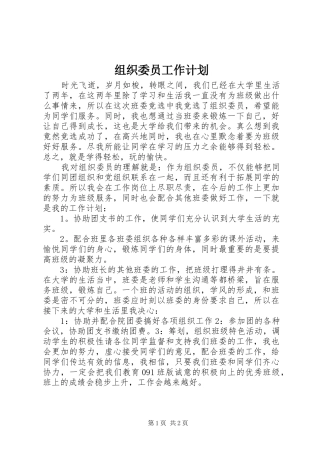 组织委员工作计划