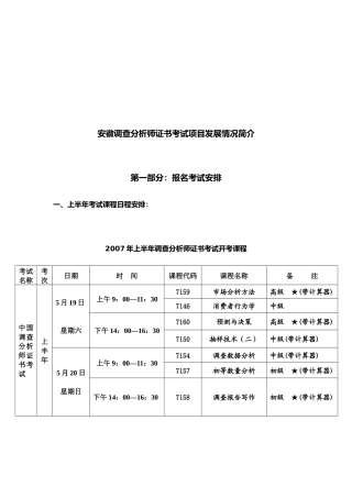 安徽调查分析师证书考试相关情况