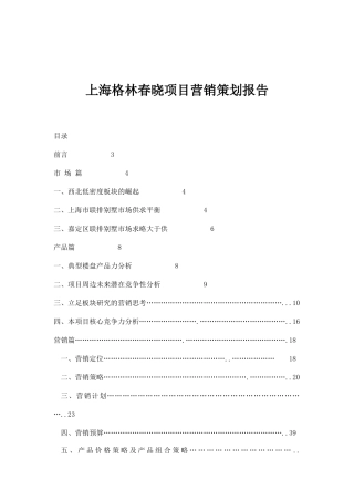 上海某某项目营销策划报告