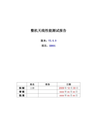 SR801整机(客户：鑫鹏)天线射频测试报告V300