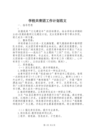 学校共青团工作计划范文