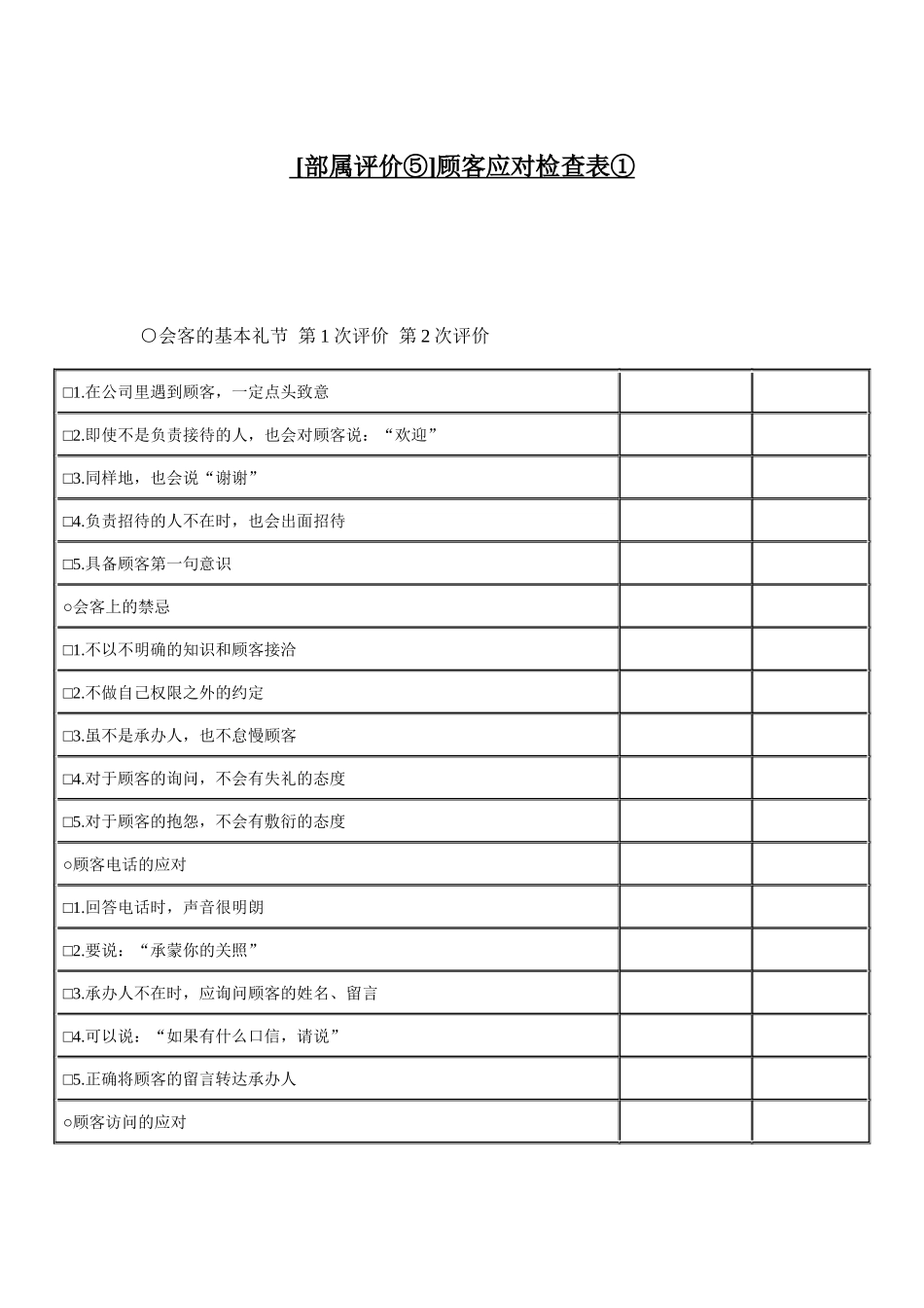 办公文书之顾客应对检查表_第1页