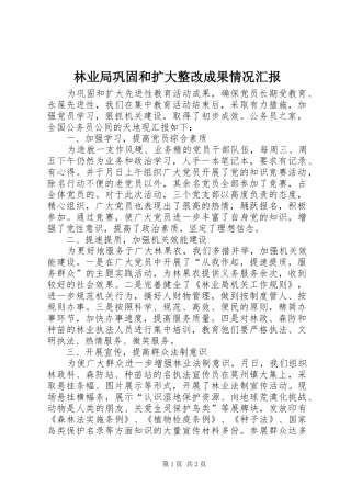 林业局巩固和扩大整改成果情况汇报 
