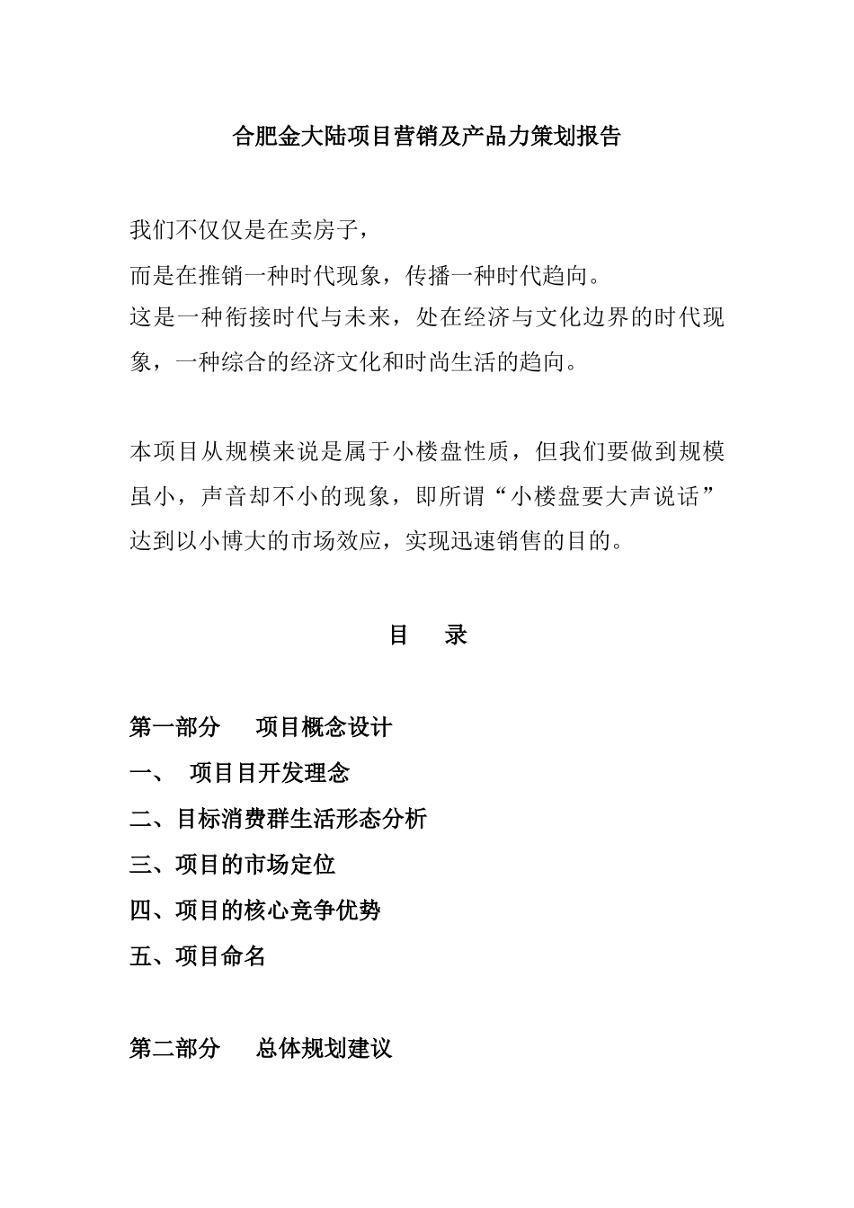 合肥某项目营销及产品策划报告_第1页