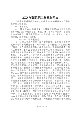 20XX年镇组织工作报告范文