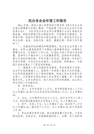 民办非企业年度工作报告 