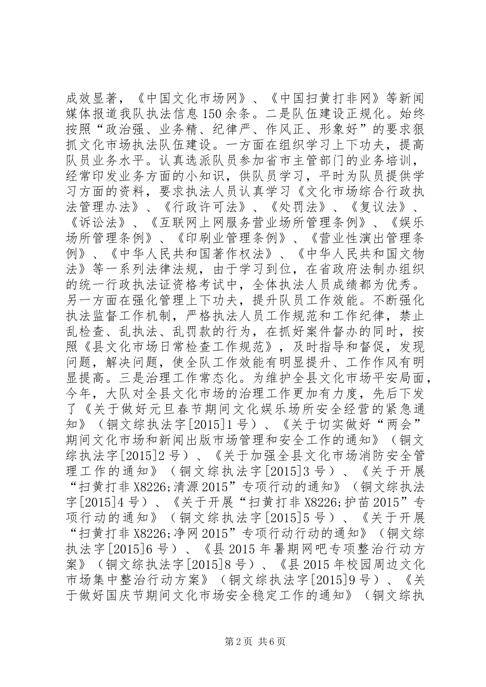 乡镇文化市场综合执法大队工作总结及工作计划_第2页