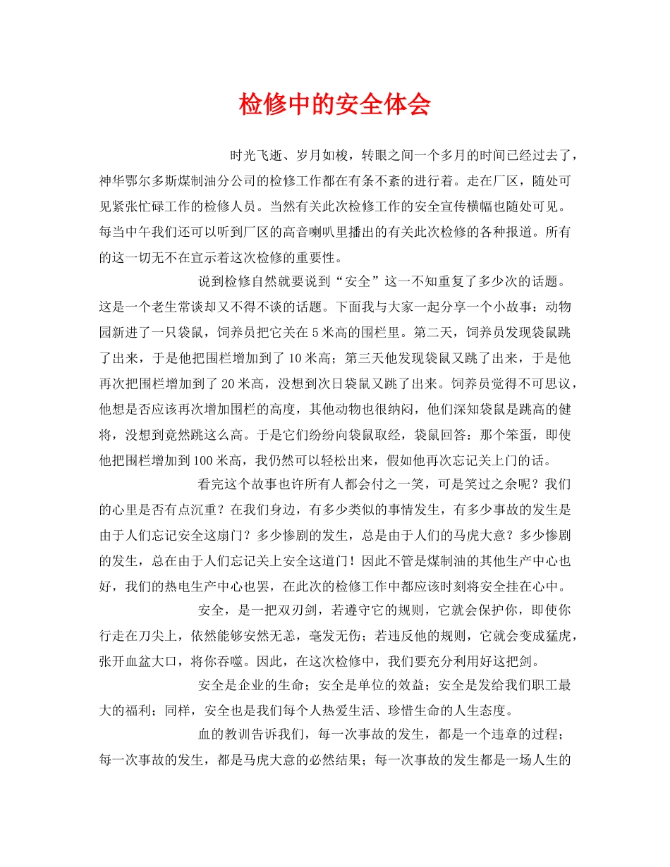 《安全管理文档》之检修中的安全体会 _第1页