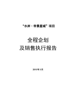 XX项目全程企划及销售执行报告