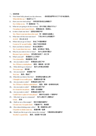 XXXX年 上海电视大学英语1(2) 英语试题复习题 亲自手录