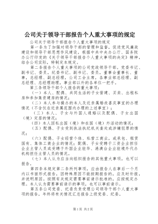 公司关于领导干部报告个人重大事项的规定 