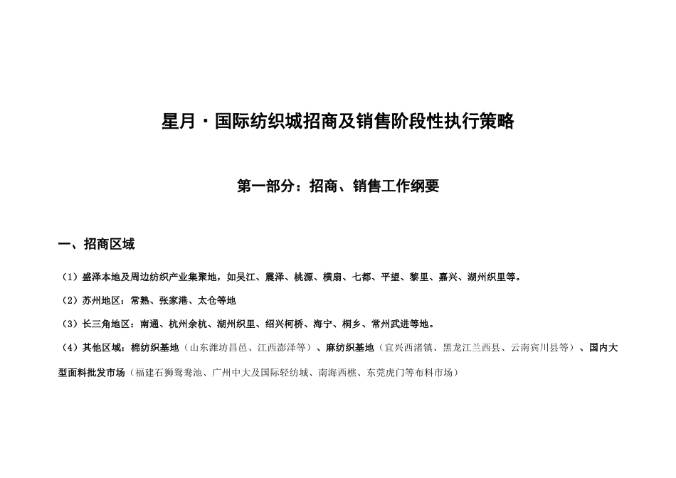 盛泽-星月国际纺织城招商及销售阶段性执行策略-31_第1页