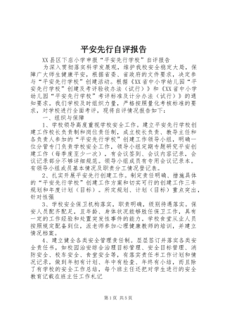 平安先行自评报告 