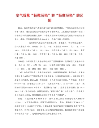 《安全管理环保》之空气质量“轻微污染”和“轻度污染”的区别 