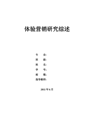 体验营销的研究综述