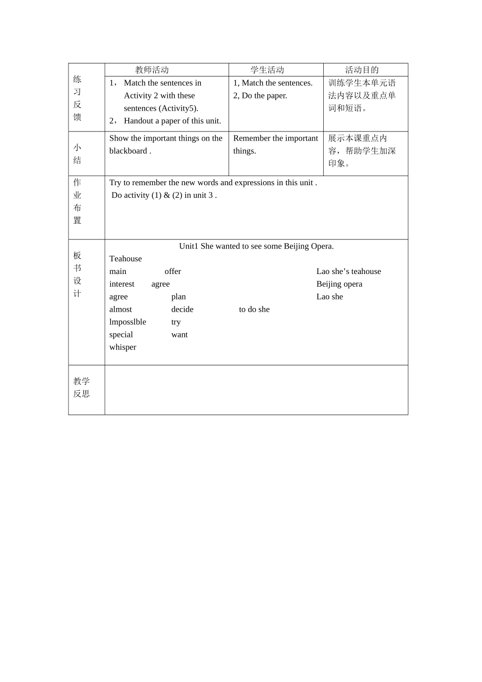 module 10《lao she’s teahouse》unit 1 教案（外研社八年级上）doc--初中英语 _第2页