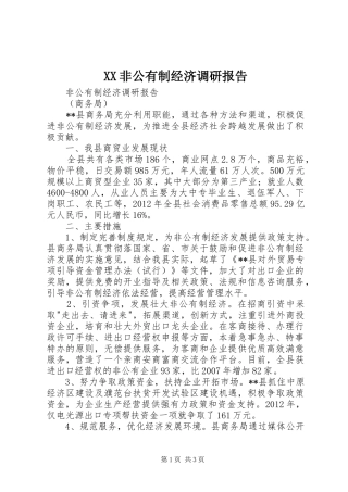 XX非公有制经济调研报告 